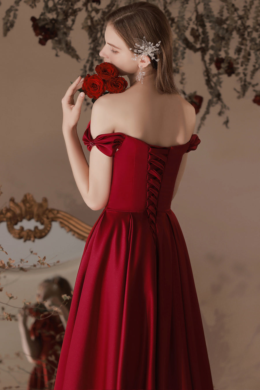 Smellmail™-Wine red evening dress