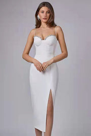 Smellmail™-Diamond-studded suspender slit bandage dress