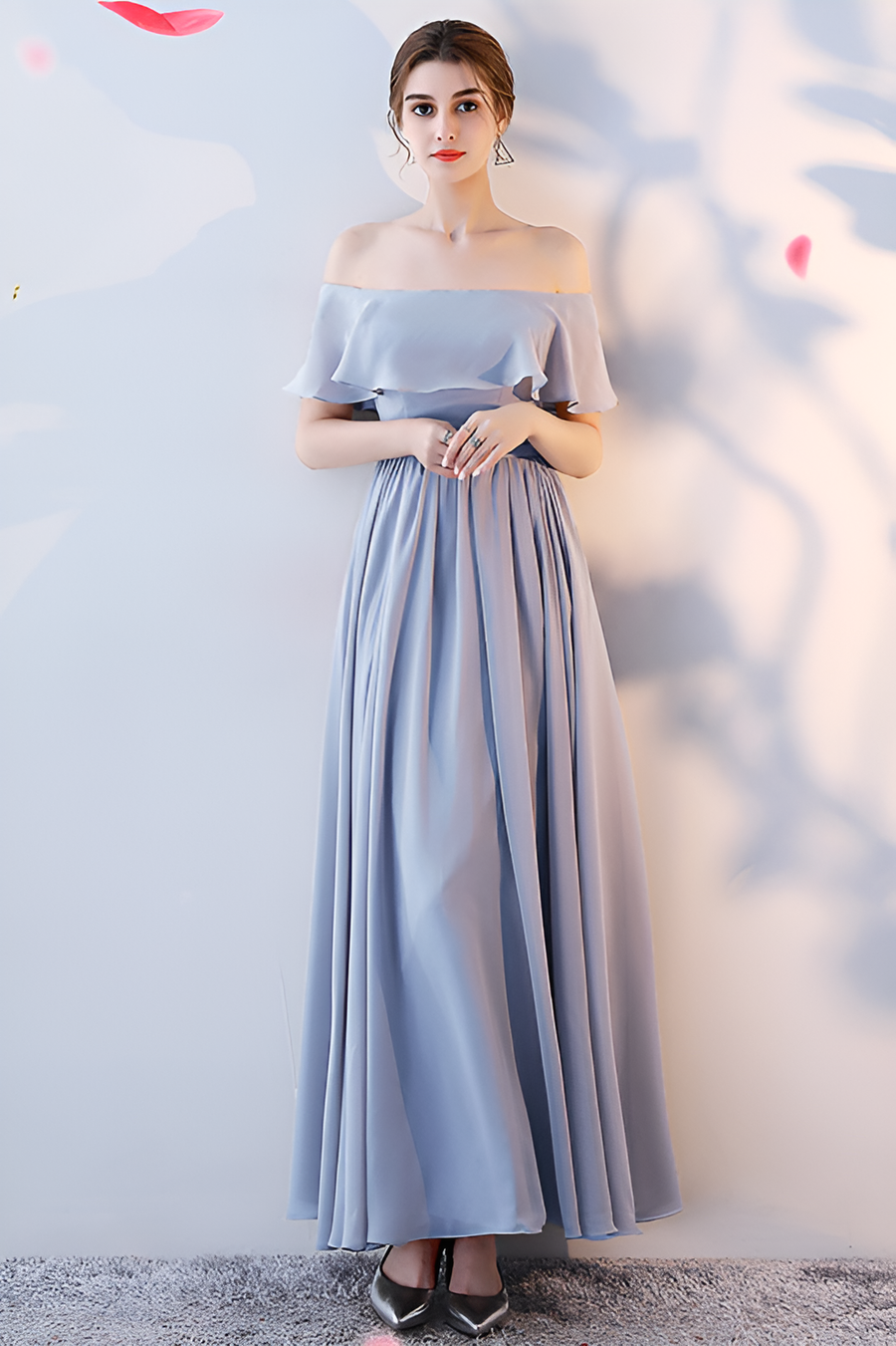 Smellmail™-Bridesmaid dress annual party banquet silver gray evening dress