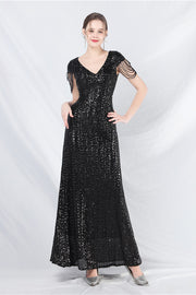 Smellmail™-Beaded sequined long A-line evening gown