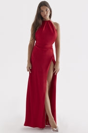 Smellmail™-Halter neck open back slit long skirt elegant evening dress