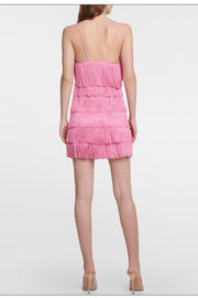 loveedsTM-Low-cut V-neck suspender tassel pink dress