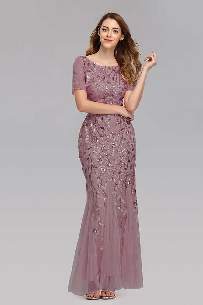 loveedsTM-Slim Fit Mesh Sequin Evening Dress Fishtail Dress