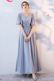 Smellmail™-Bridesmaid dress annual party banquet silver gray evening dress