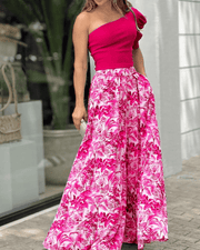 Smellmail™- One-shoulder Puff-sleeve Printed Trousers