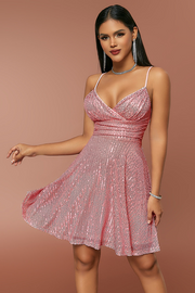 Smellmail™-Sequin pleated cross-strap resort dress