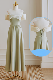 Smellmail™-Satin bridesmaid dress green dress