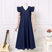 Smellmail™-Denim V-neck Long Dress