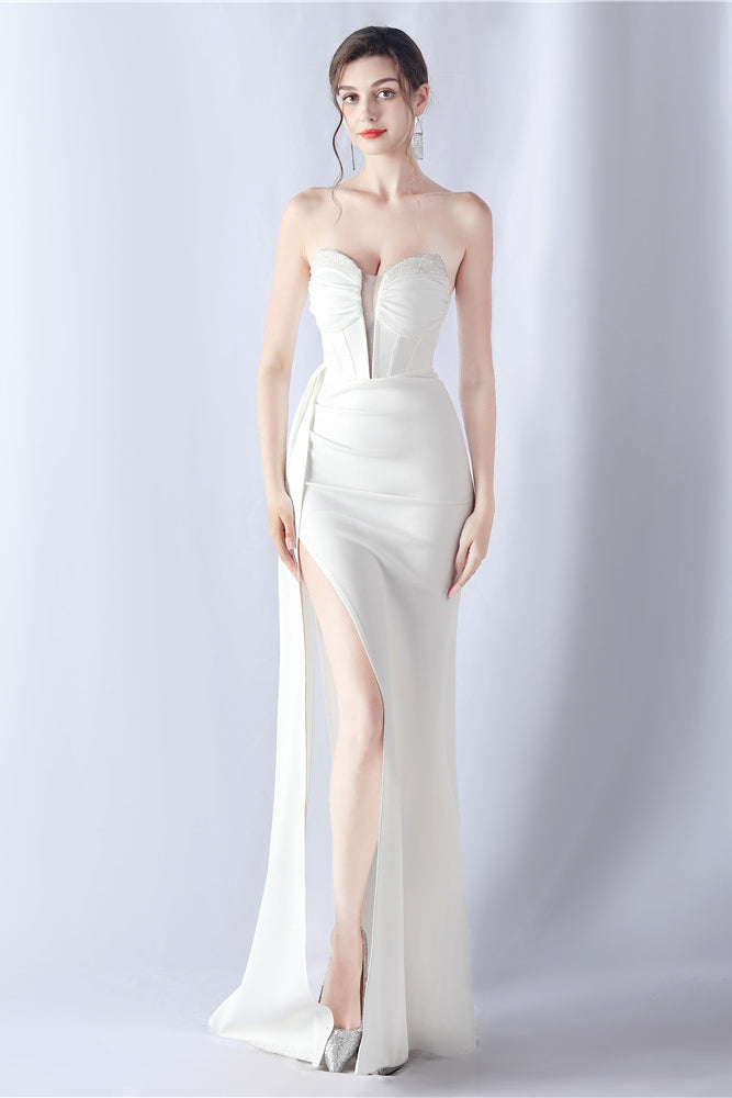 Smellmail™-Shaped herringbone waist evening dress