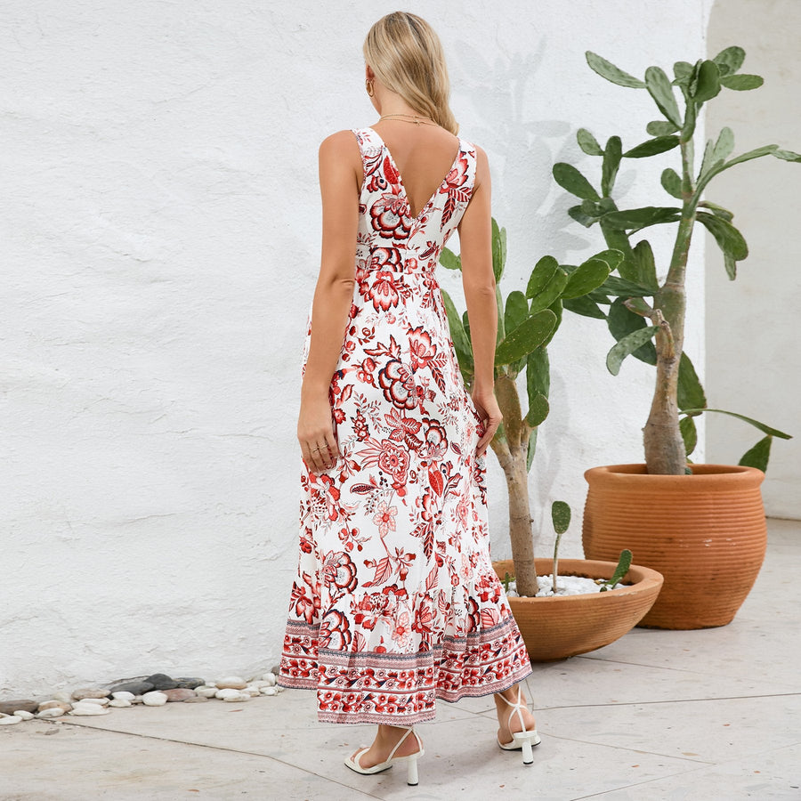 Smellmail™-Vintage Floral Print Summer Maxi Dress