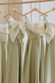 Smellmail™-Satin bridesmaid dress green dress