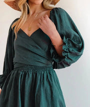 Smellmail™-French Ruffled Lantern Sleeves Multi-wear Dress