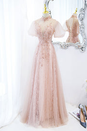 loveedsTM-Pink lace evening gown