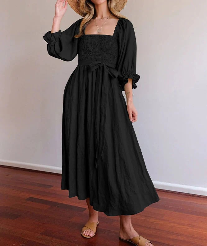 Smellmail™-French Ruffled Lantern Sleeves Multi-wear Dress