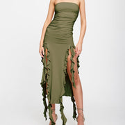 Smellmail™-Elegant Sexy Wrap Irregular Ruffle Flutter Dress