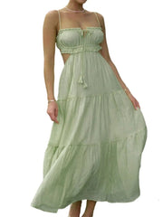 Smellmail™-Women Sleeveless Stitching Swing Maxi Dress