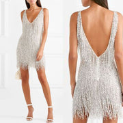 Smellmail™-Women's Feather Fringe Sequin Spaghetti Strap Dress