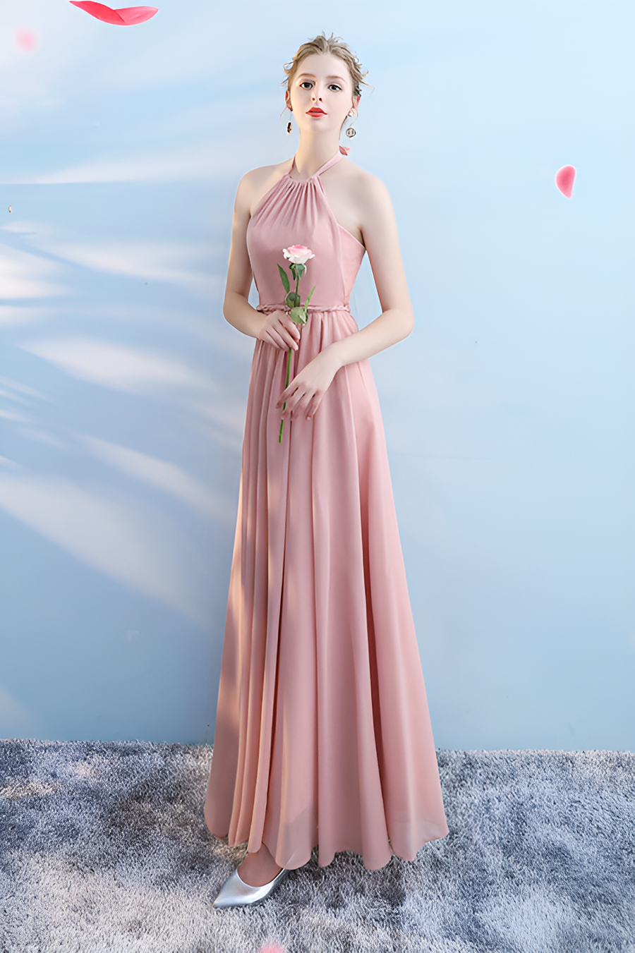 Smellmail™-Bridesmaid dress annual party banquet pink evening dress