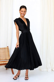 Smellmail™-Timeless Elegance: Draped V-Neck Pleated Skirt Dress