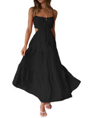 Smellmail™-Women Sleeveless Stitching Swing Maxi Dress