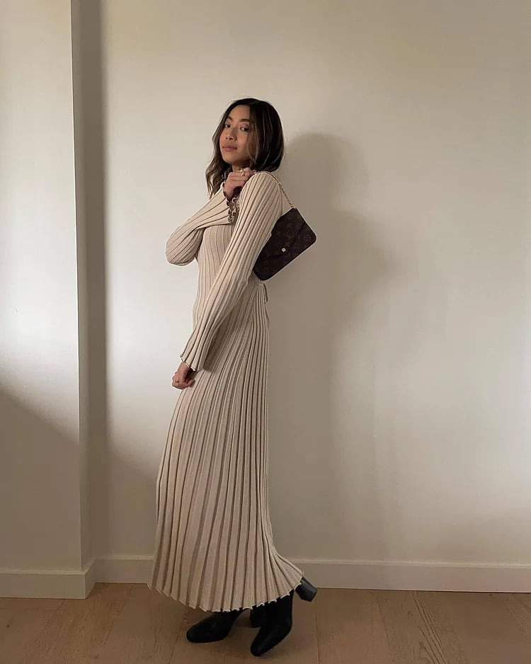 Smellmail™-New long-sleeved knitted mid-length high-elastic dress