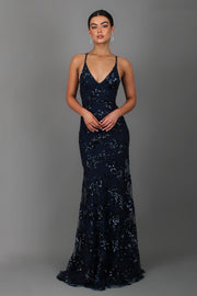 Smellmail™-Sequin V-Neck Backless Maxi Dress