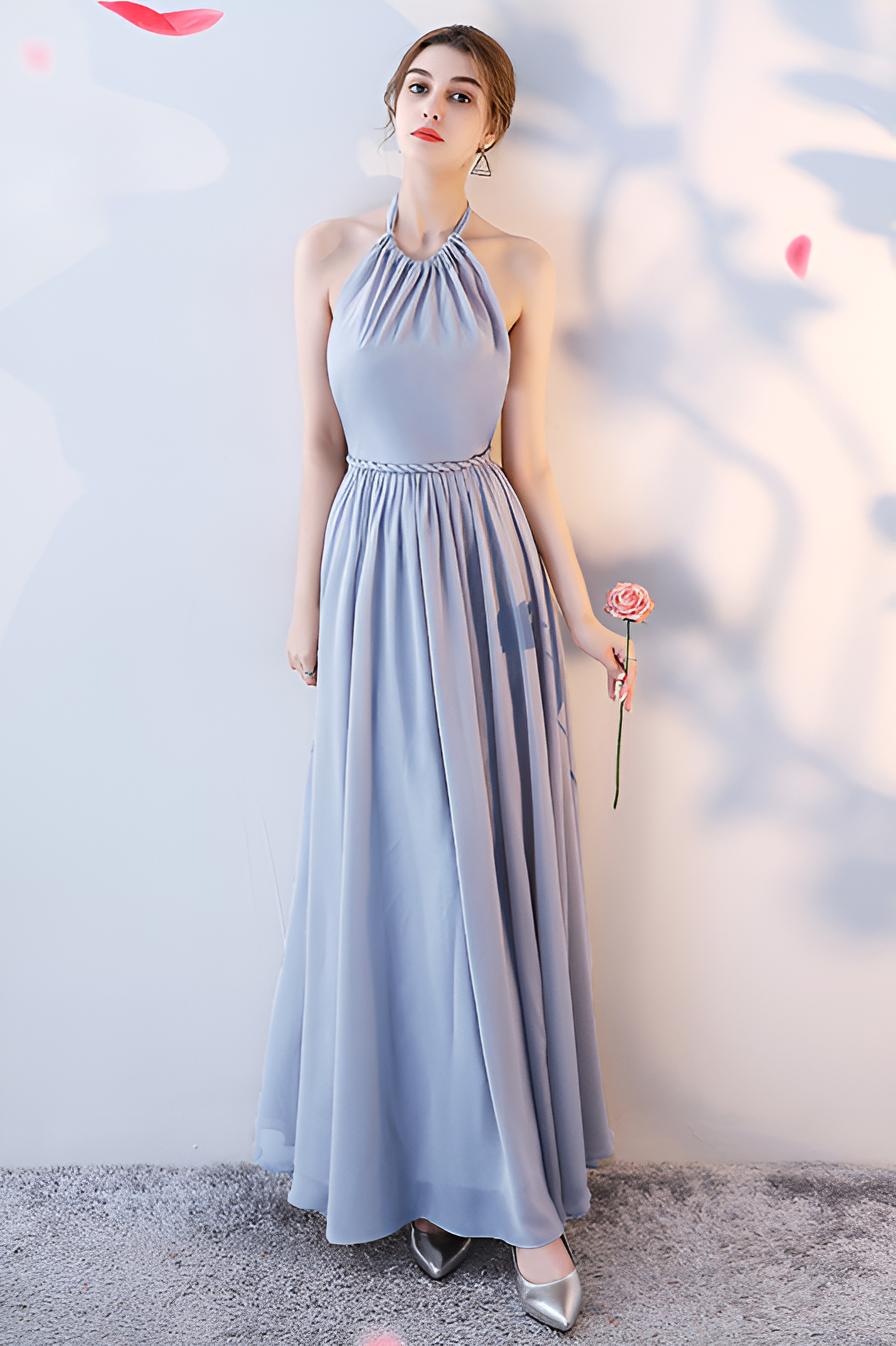 Smellmail™-Bridesmaid dress annual party banquet silver gray evening dress