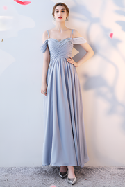 Smellmail™-Bridesmaid dress annual party banquet silver gray evening dress