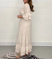 Smellmail™-Embroidery Anglaise Frill Sleeve Midi Dress