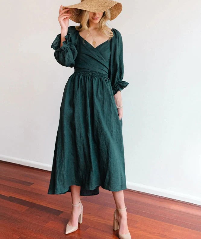 Smellmail™-French Ruffled Lantern Sleeves Multi-wear Dress