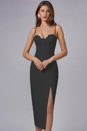 Smellmail™-Diamond-studded suspender slit bandage dress