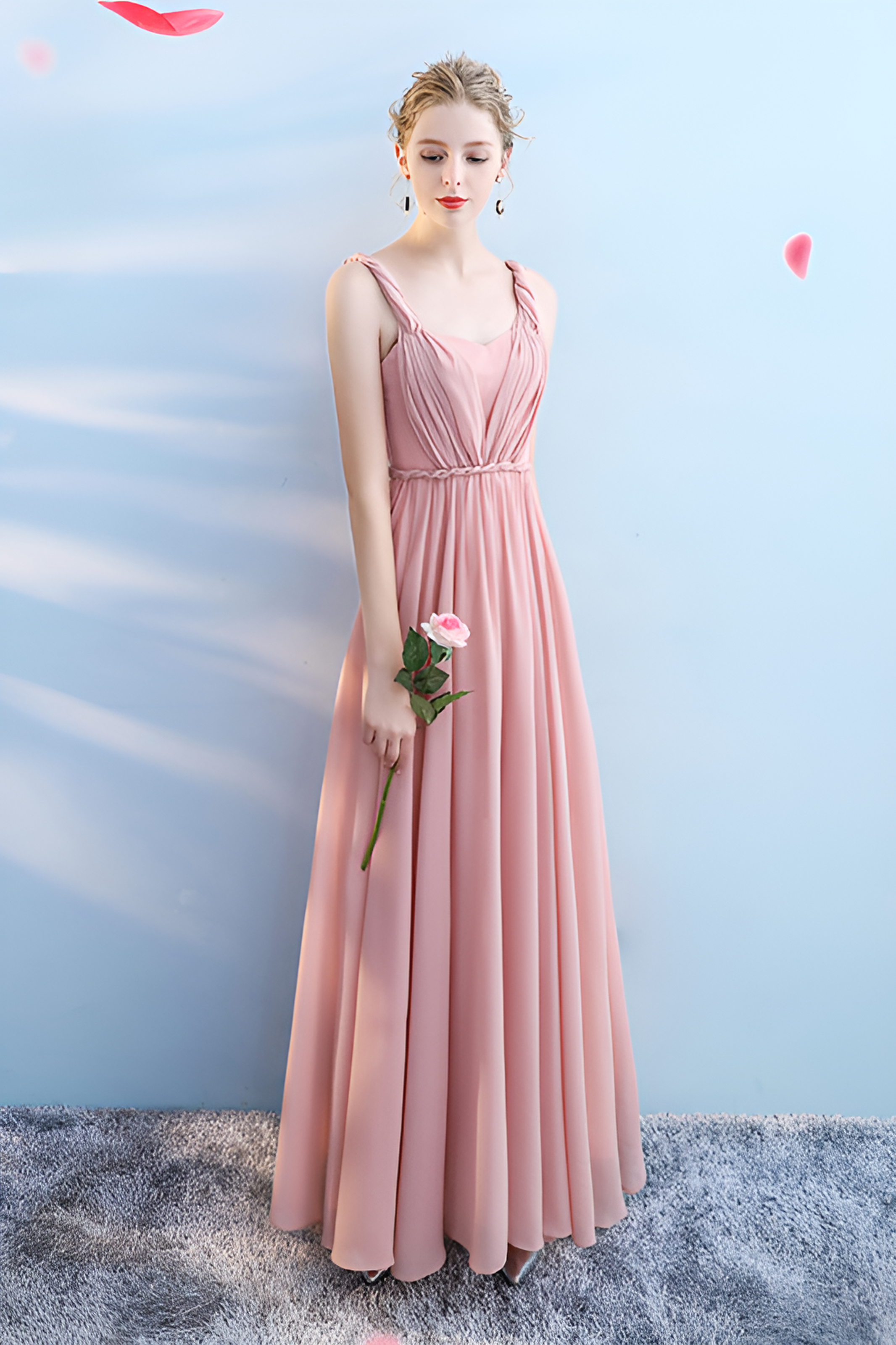 Smellmail™-Bridesmaid dress annual party banquet pink evening dress