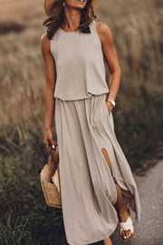 Smellmail™-Bohemian Sleeveless Side Slit Maxi Dress