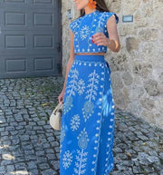 Smellmail™-Stylish Printed Vacation Style Two Piece Dress