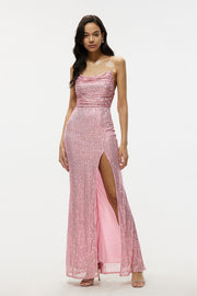 Smellmail™-Sleeveless halter dress slim fit hip sequined long skirt