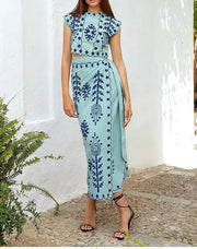 Smellmail™-Stylish Printed Vacation Style Two Piece Dress