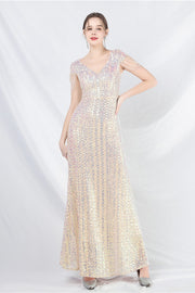 Smellmail™-Beaded sequined long A-line evening gown