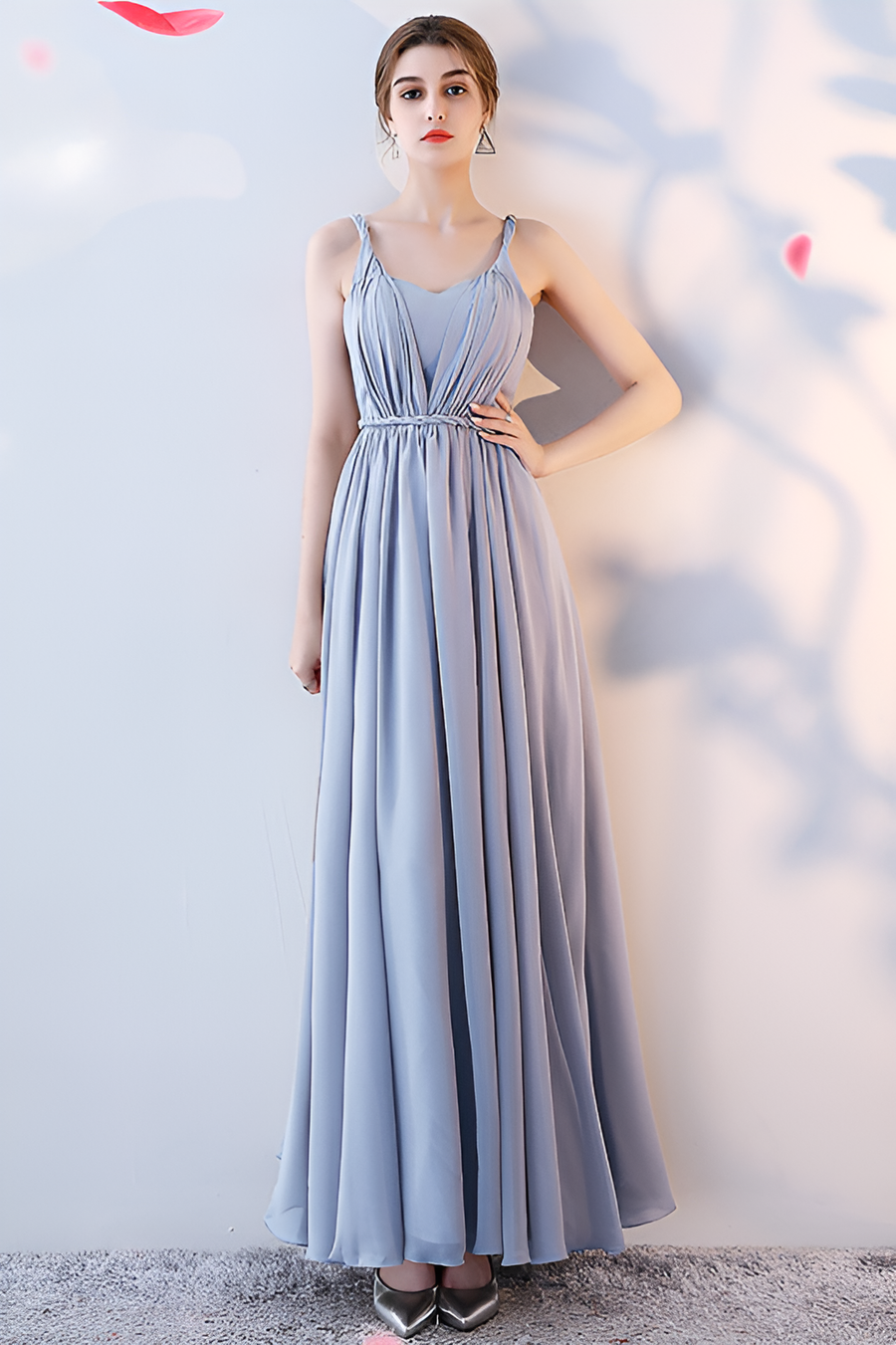 Smellmail™-Bridesmaid dress annual party banquet silver gray evening dress