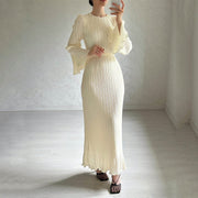 Smellmail™-Pleated Bell Sleeve Maxi Dress