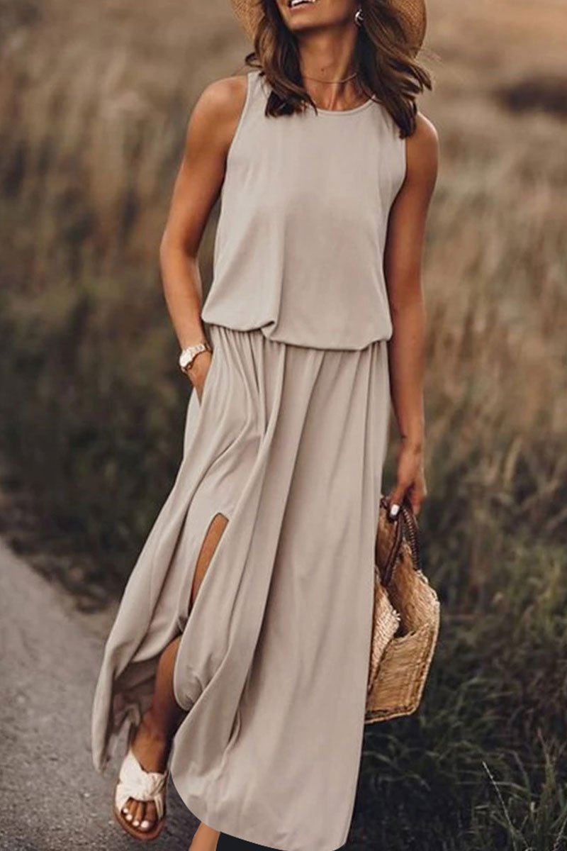 Smellmail™-Bohemian Sleeveless Side Slit Maxi Dress