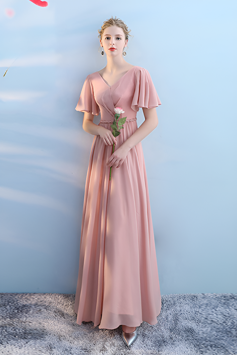 Smellmail™-Bridesmaid dress annual party banquet pink evening dress