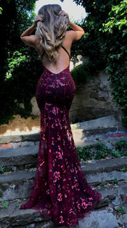 Smellmail™-Sequin V-Neck Backless Maxi Dress