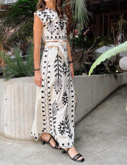 Smellmail™-Stylish Printed Vacation Style Two Piece Dress