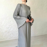 Smellmail™-Pleated Bell Sleeve Maxi Dress