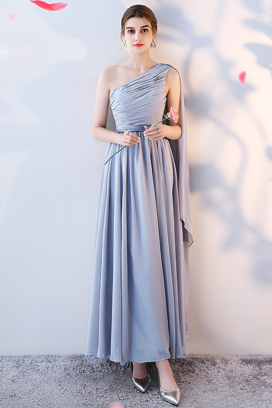 Smellmail™-Bridesmaid dress annual party banquet silver gray evening dress