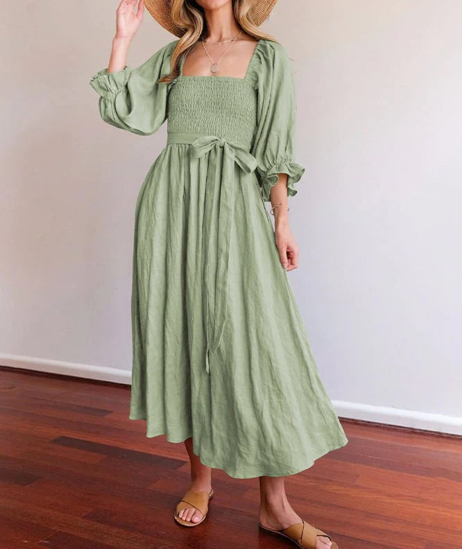 Smellmail™-French Ruffled Lantern Sleeves Multi-wear Dress