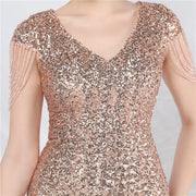 Smellmail™-Beaded sequined long A-line evening gown