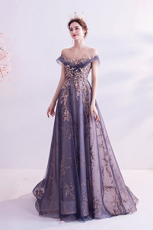 Smellmail™-Purple Crystal Leaves Evening Dress