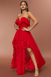 loveedsTM-V-neck ruffled backless dress