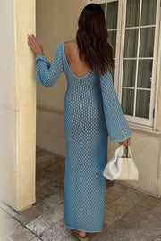 Smellmail™-Cutout Backless V Neck Knitted Dress